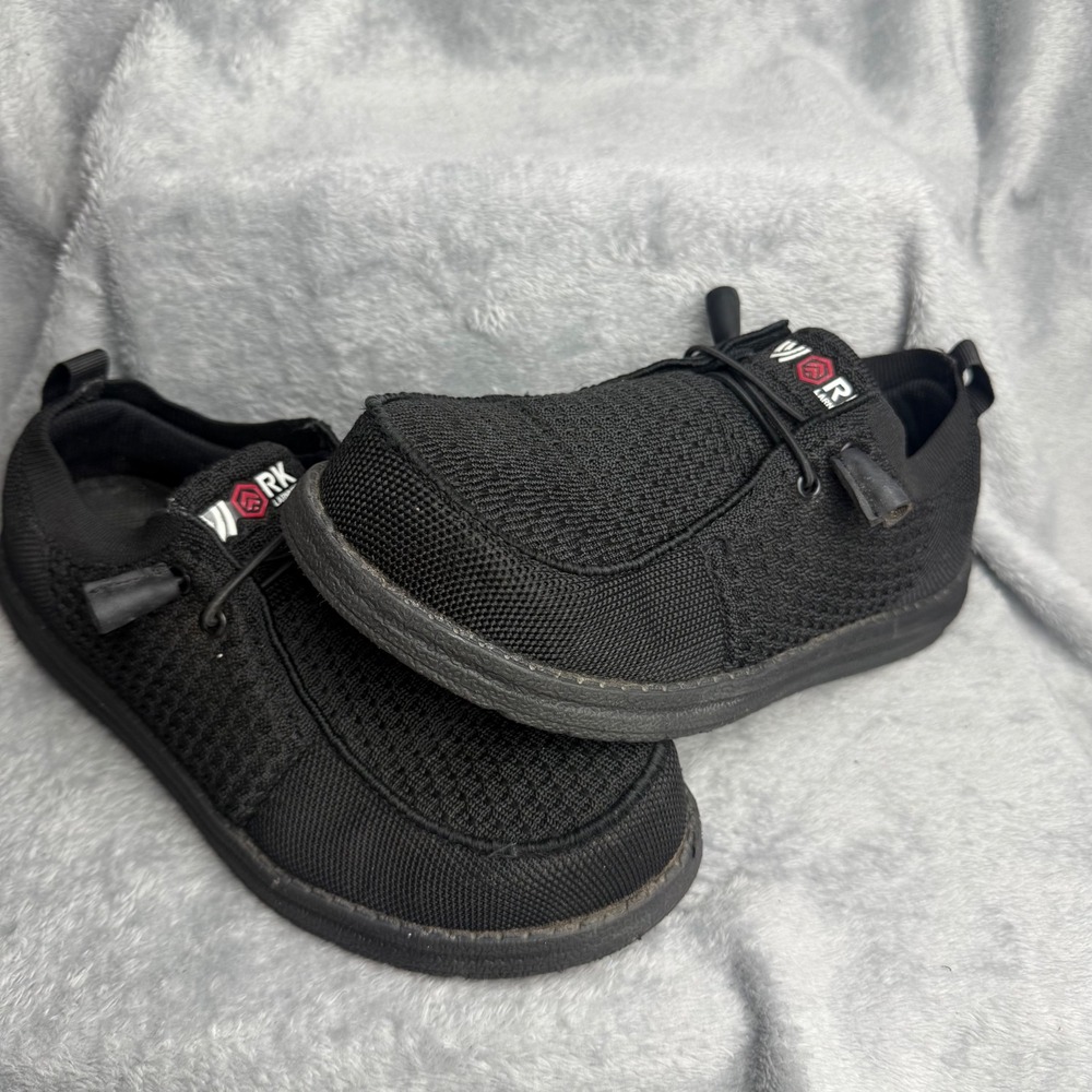 Larnmern Steel Toe Work Shoes Mens 7 Womens 8.5 Black Safety Slip On Loafers